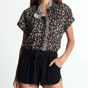 Sundays By We are Sundays Leah Shirt Women S Black Floral Gingham Button Up Boho